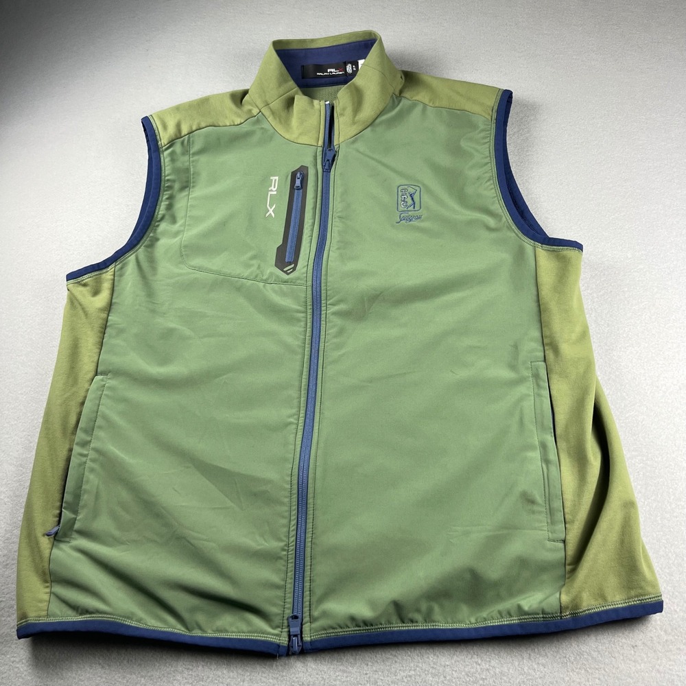 RLX Ralph Lauren Mens TPC Sawgrass Golf Vest Green Full Zip XL